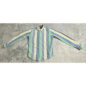 Vintage Ralph Lauren Shirt Boys Size 6 Stripe Multicolor Button Down Long Sleeve